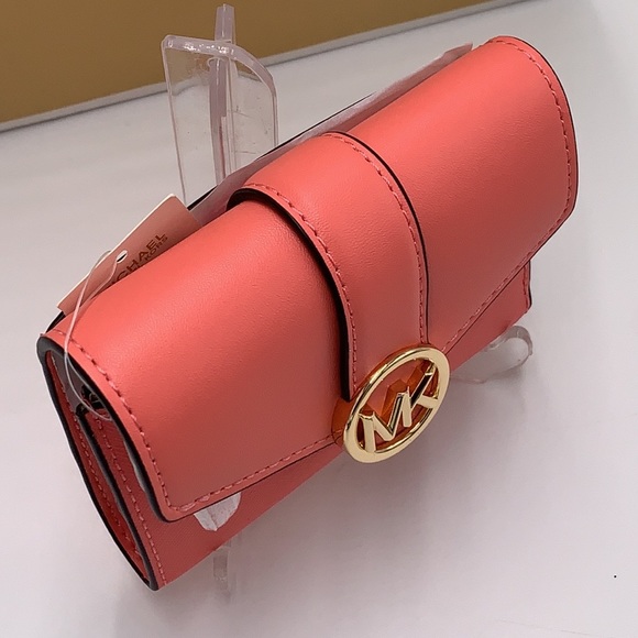 NWT MICHAEL KORS CARMEN MEDIUM FLAP BIFOLD WALLET GRAPEFRUIT COLOR - Picture 13 of 16